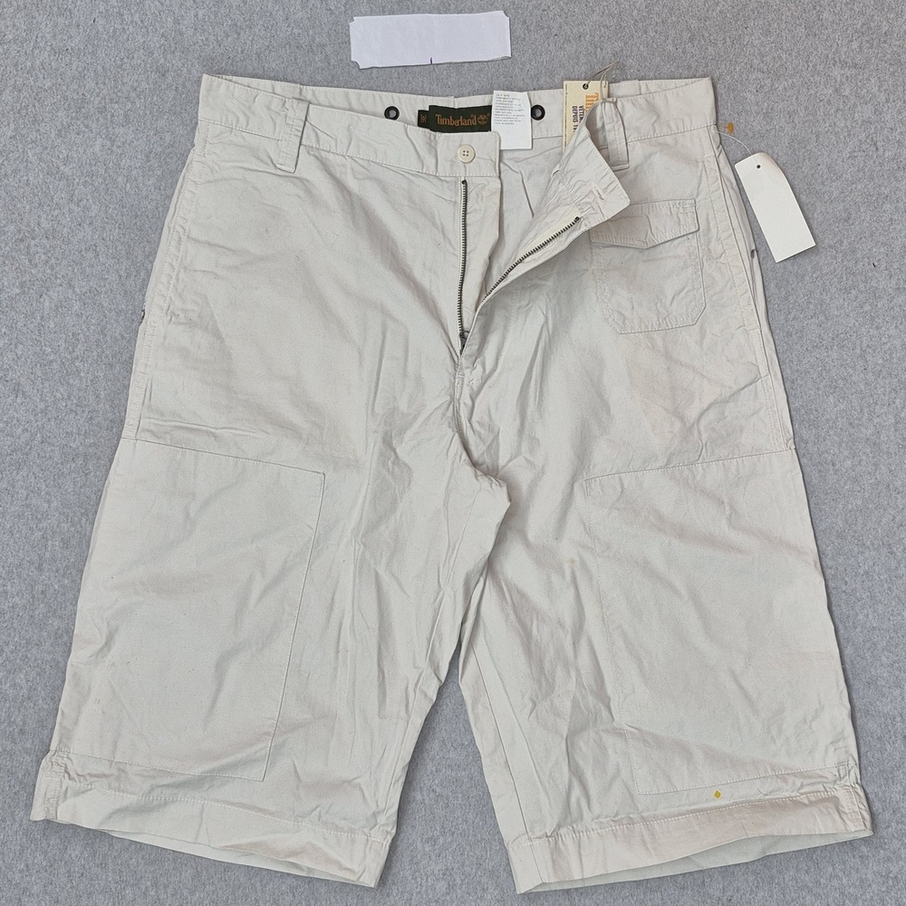 VINTAGE Timberland Men Shorts 36 Beige Cargo Bermuda Grunge Skater Y2K NWT